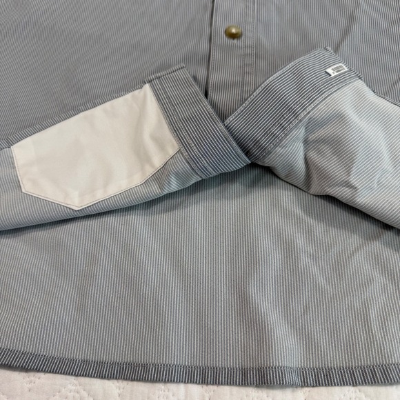 PONCHO Mens 3XL Regular Fit Striped Short Sleeve Shirt Magnetic Pockets EUC - Picture 7 of 15